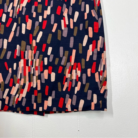 Boden Colorful Pencil Skirt Artsy Pattern Modest Blue Petite 14 14P Red Blue - Picture 2 of 7